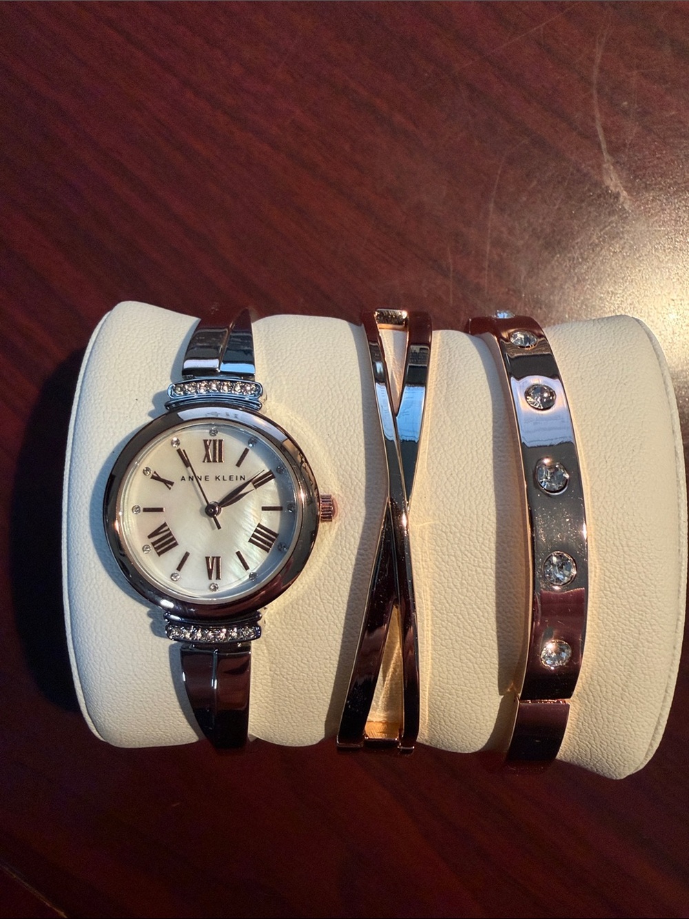 Anne Klein Rose Gold Watch and Bracelet Trio